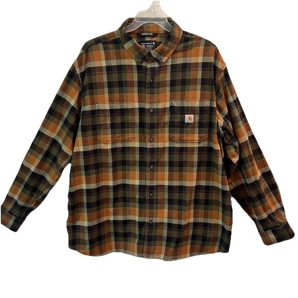 Carhartt Rugged Flex Relaxed Flannel Plaid Shirt Men's 2XL Stretch Outdoor - Picture 1 of 8